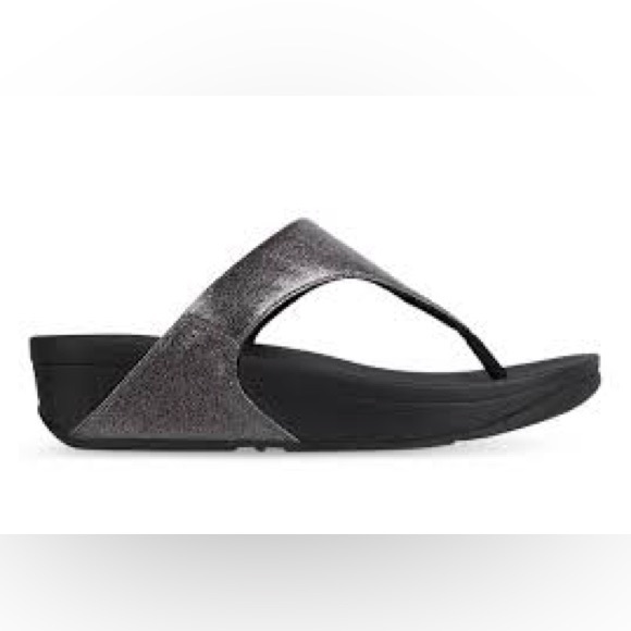 FITFLOP LULU LEATHER TOE POST SANDALS CLASSIC PEWTER MIX 9 41 - Picture 1 of 10